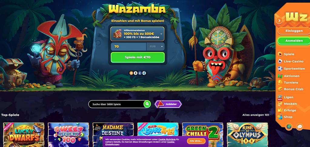 wazamba casino lobby