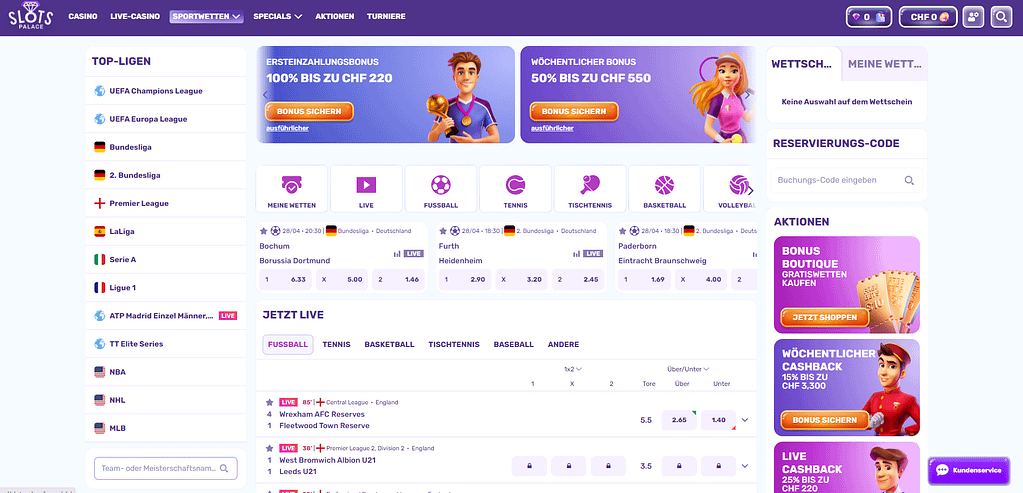 Slotspalace Sportwetten