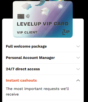 LevelUp Casino VIP Card